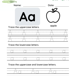 Alphabet Worksheet Black-and-White-Letter-A-Tracing-Worksheet